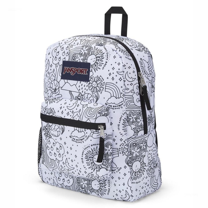Batohy Školní batohy JanSport CROSS TOWN Bílé Černé | CZQCS90655