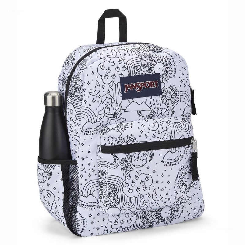 Batohy Školní batohy JanSport CROSS TOWN Bílé Černé | CZQCS90655