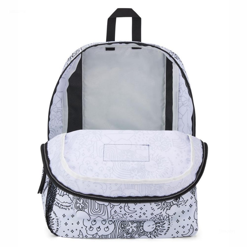 Batohy Školní batohy JanSport CROSS TOWN Bílé Černé | CZQCS90655
