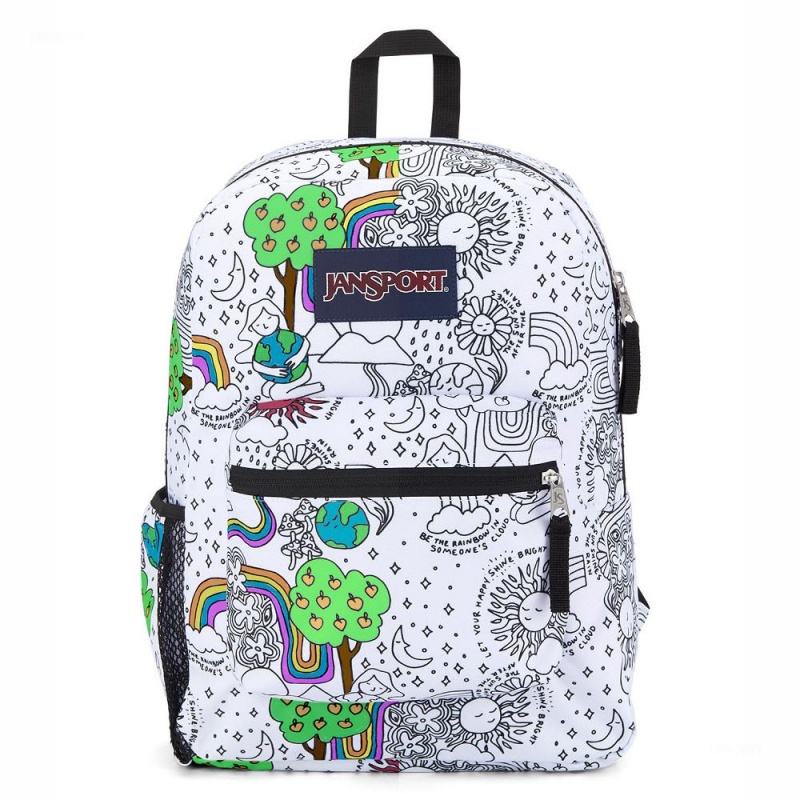 Batohy Školní batohy JanSport CROSS TOWN Bílé Černé | CZQCS90655
